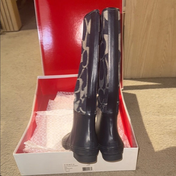 Blue and Grey Coach rain boots. Like new! - Picture 6 of 7